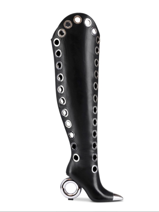 Jennifer Le Shoes - Jennifer Le Thigh High Black Grommet Boots
